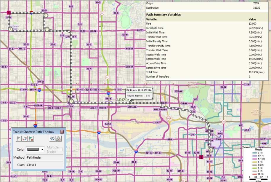 Maptitude transit route path