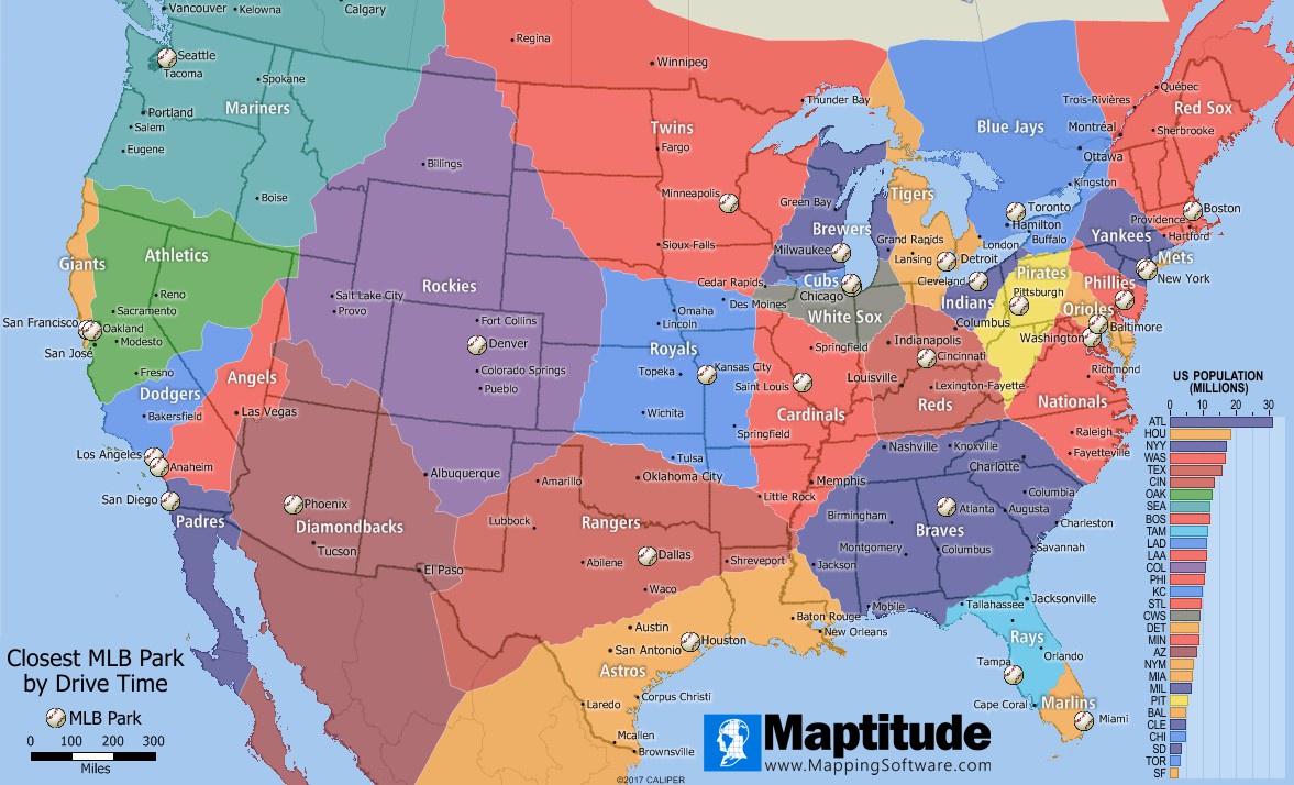 Maptitude Map: MLB Baseball Parks