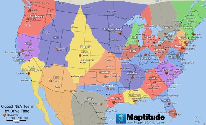 Maptitude Map: Closest NFL Stadium