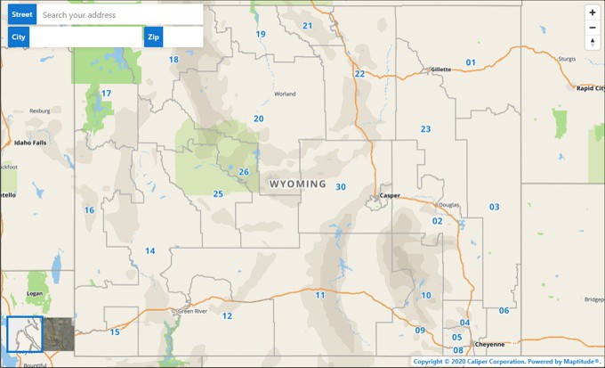 Maptitude online Wyoming Legislative Districts Map