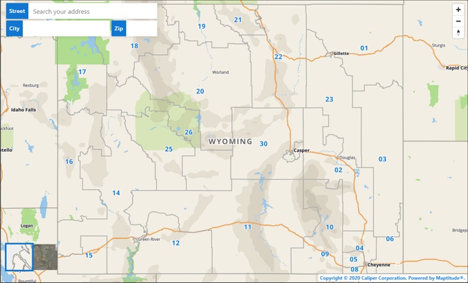 Wyoming Legislature District Map - Maptitude Online Public