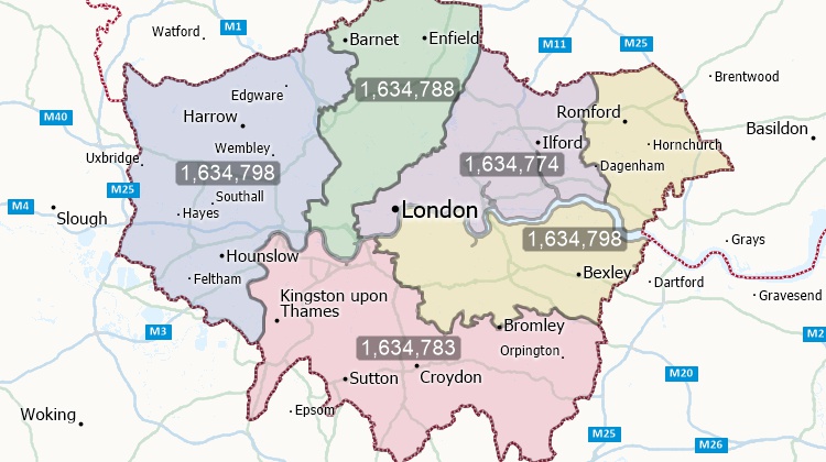 Maptitude sales territory mapping software can automatically create balanced territories from groups of features