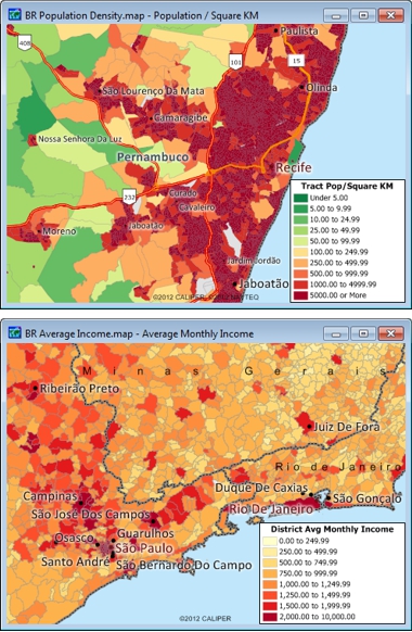 Sample Maptitude Brazil Demographic Maps