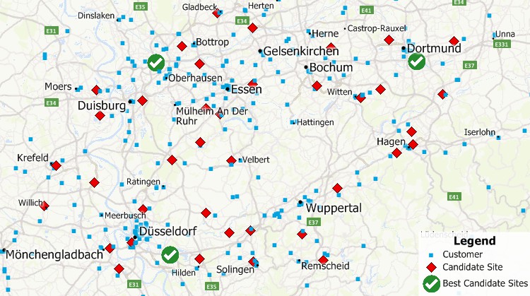 PTV Map&Market alternative for facility location