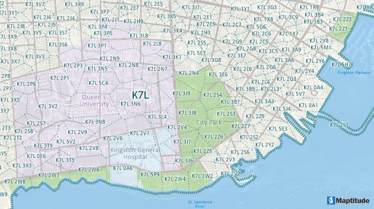 Map by area using 6-digit Canadian postcodes