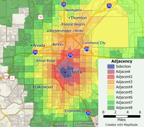 Disease mapping adjacent areas at risk