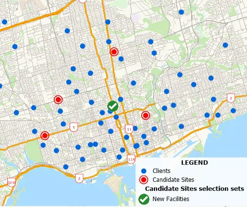 Maptitude GIS facility location results