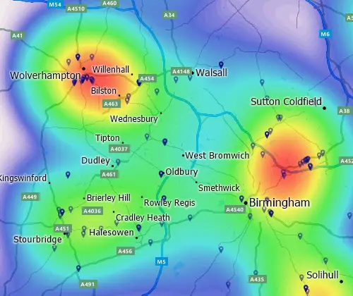 Maptitude GIS map of customer hot-spot in Perth, Australia