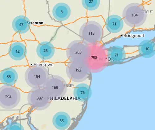 Maptitude Online bubble theme map