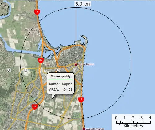 Maptitude GIS map with custom radius and hover tool