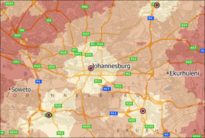 Maptitude Johannesburg Drive Time Map