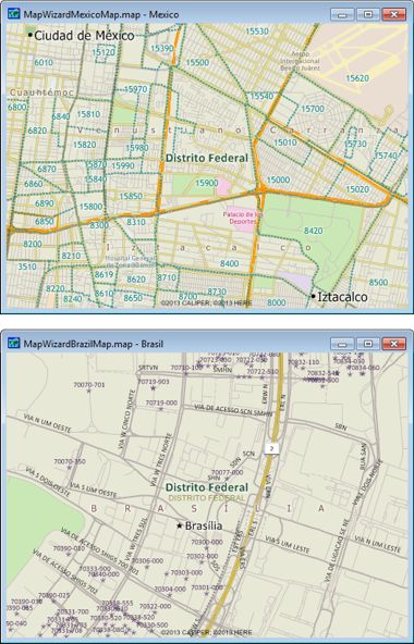 Sample Maptitude Mexico and Brazil Postal Code Maps