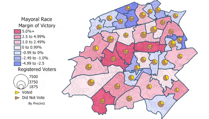 Maptitude precinct map with election results