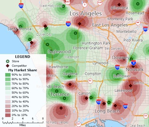 Determine trade areas and identify a weighted center to identify valuable sites.