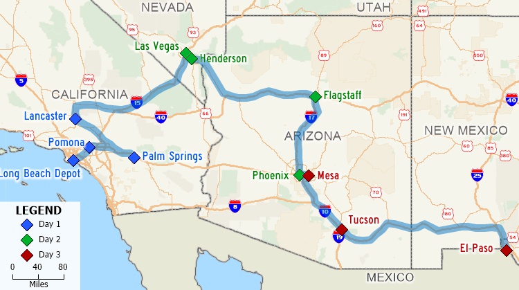 Maptitude map of multi-day route