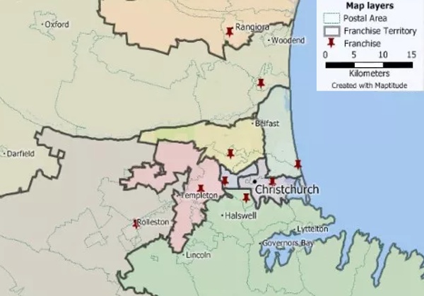 Maptitude New Zealand business mapping software lets you create and modify territories