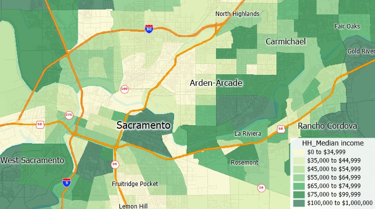 Demographic data down to the Census tract level are included with Maptitude making it an ideal alternative to Woods and Poole