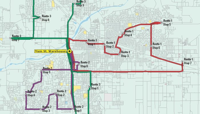 TransCAD routing map