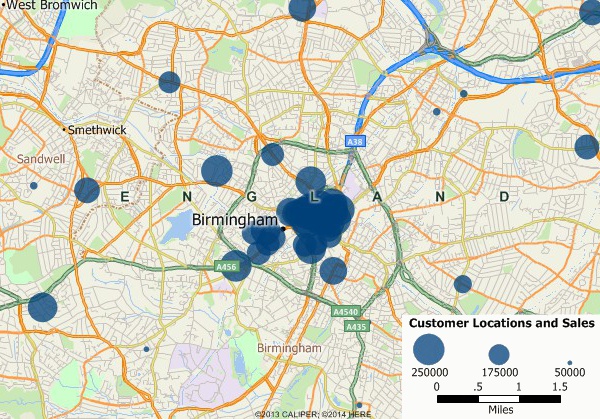 Geocode your customer data with Maptitude United Kingdom business mapping software.