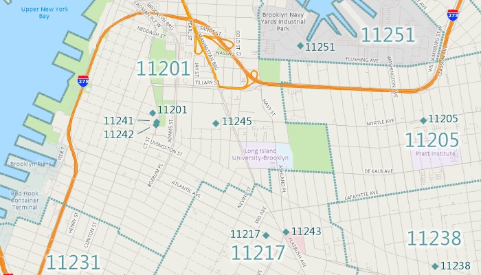 Sample Maptitude map ZIP Code areas and points