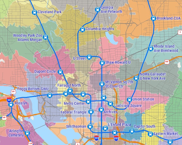 TransCAD map of Washington DC divided int 