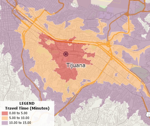 Drive-time analysis with Maptitude Mexico mapping software