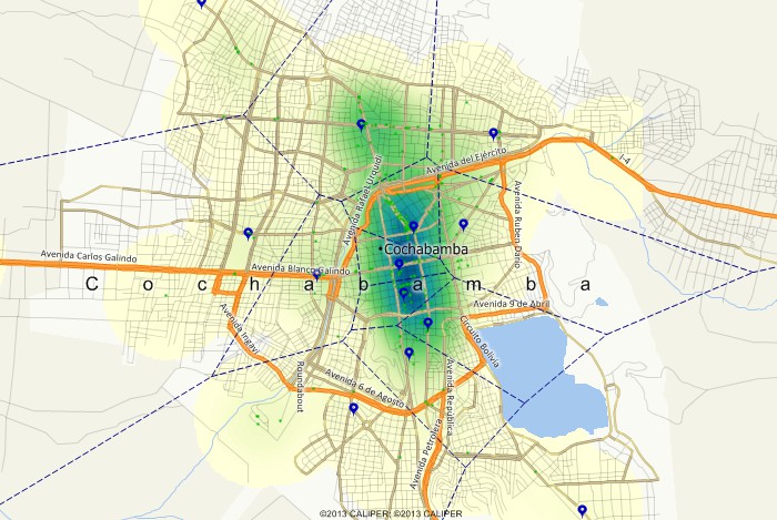 Geographic analysis of customers and stores in Bolivia