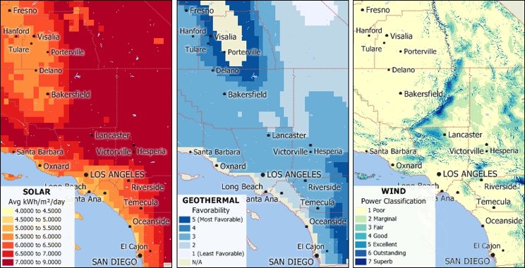 Solar, Geothermal, and Wind Energy Maps