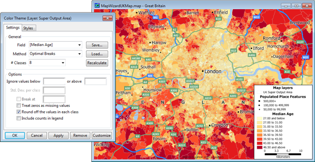 Maptitude color theme sample map