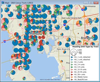 Maptitude map of census tracts with housing type