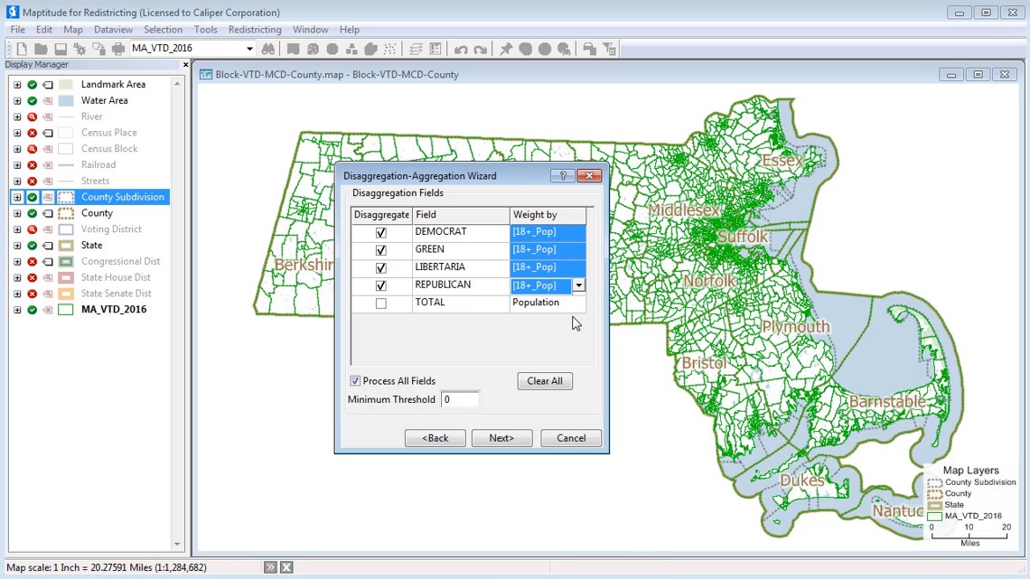 Disaggregating from a map layer