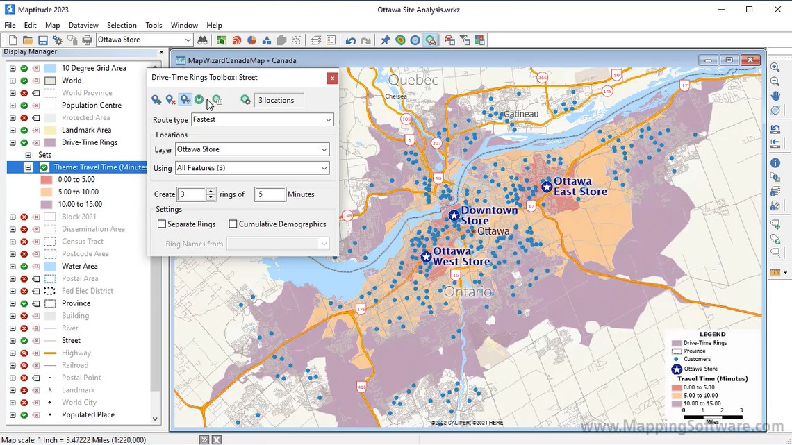 Maptitude Video: Creating Drive-Time Rings